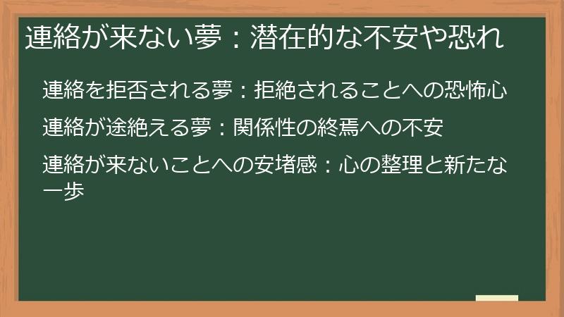 連絡が来ない夢：潜在的な不安や恐れ