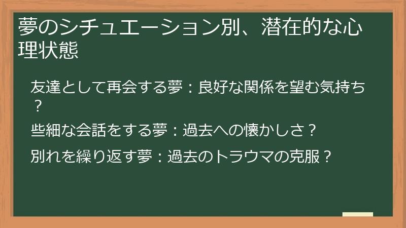 夢のシチュエーション別、潜在的な心理状態