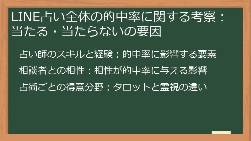 LINE占い全体の的中率に関する考察：当たる・当たらないの要因