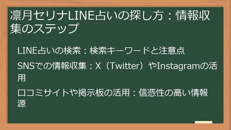 凛月セリナLINE占いの探し方：情報収集のステップ