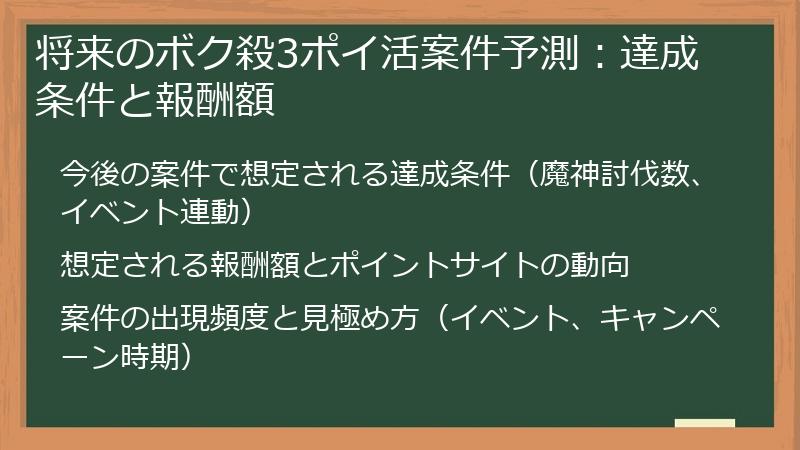 将来のボク殺3ポイ活案件予測：達成条件と報酬額