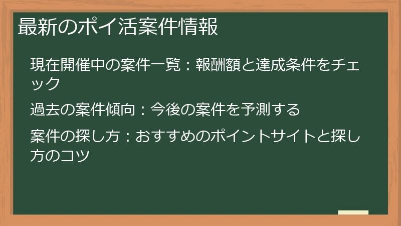 最新のポイ活案件情報