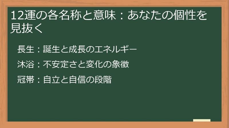 12運の各名称と意味：あなたの個性を見抜く