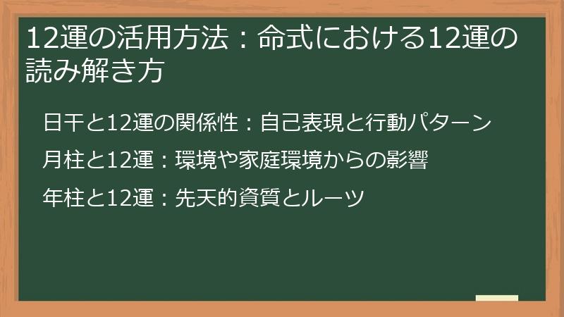 12運の活用方法：命式における12運の読み解き方