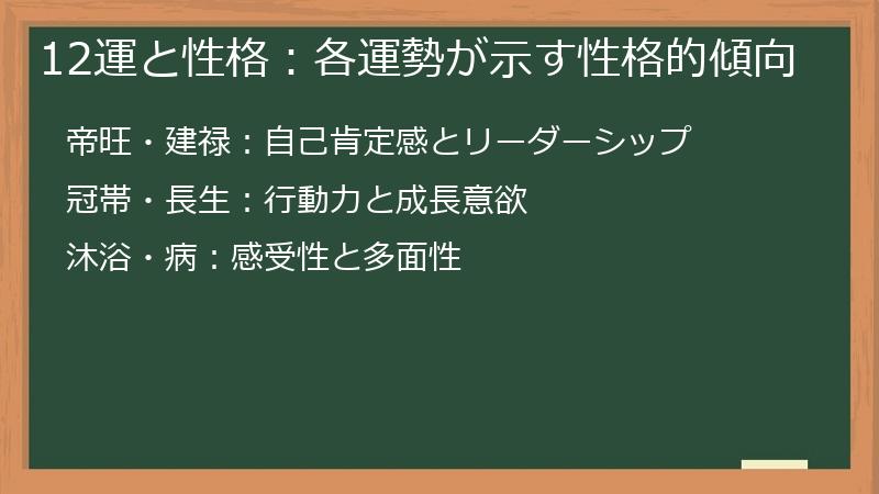 12運と性格：各運勢が示す性格的傾向