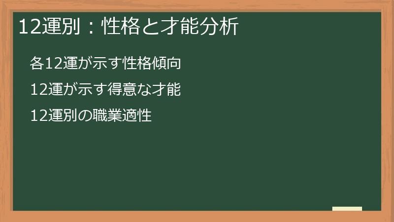 12運別：性格と才能分析