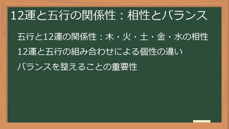 12運と五行の関係性：相性とバランス
