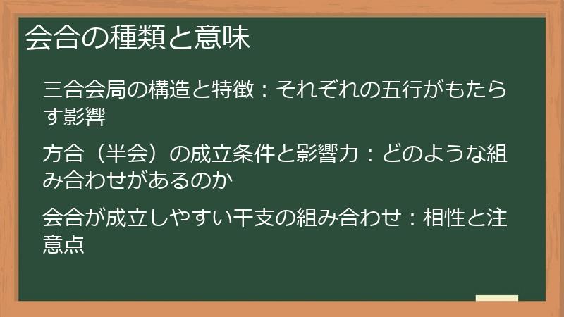 会合の種類と意味