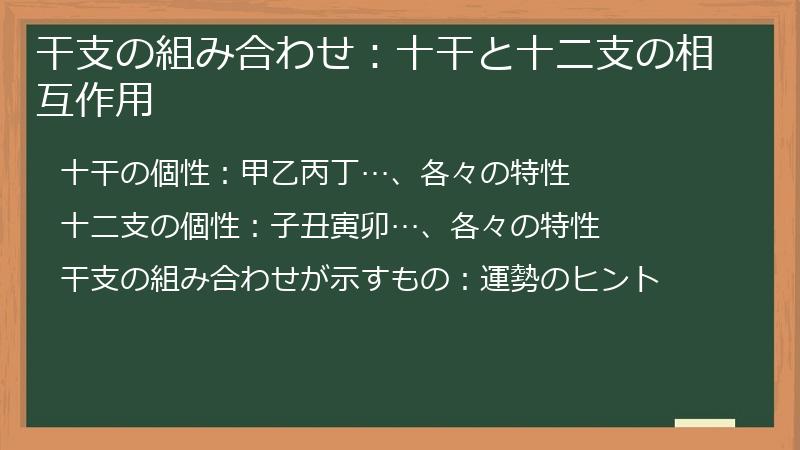 干支の組み合わせ:十干と十二支の相互作用