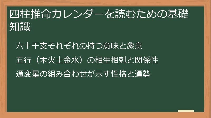 四柱推命カレンダーを読むための基礎知識