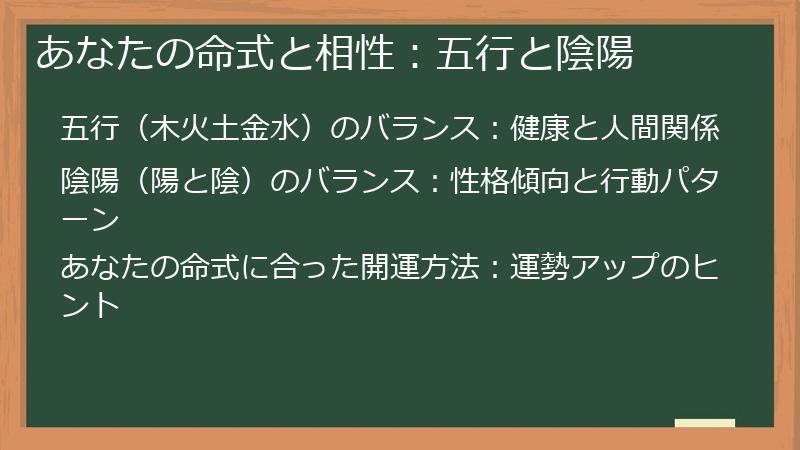 あなたの命式と相性：五行と陰陽