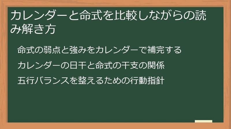 カレンダーと命式を比較しながらの読み解き方