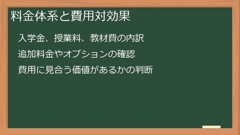 料金体系と費用対効果