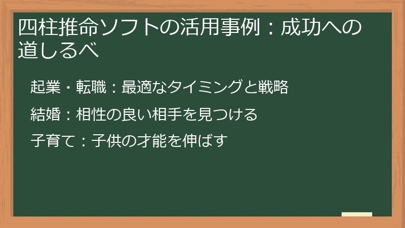 四柱推命ソフトの活用事例：成功への道しるべ