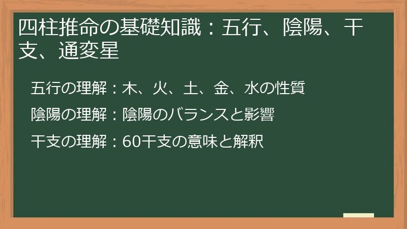 四柱推命の基礎知識：五行、陰陽、干支、通変星