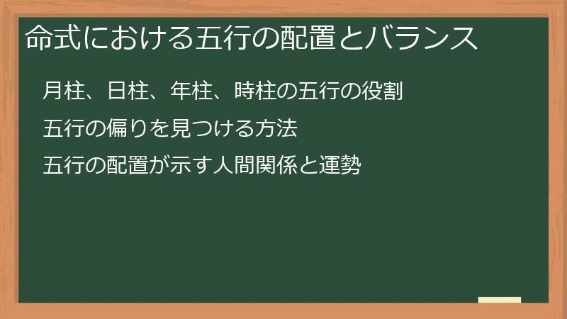 命式における五行の配置とバランス