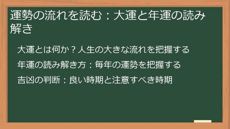 運勢の流れを読む：大運と年運の読み解き