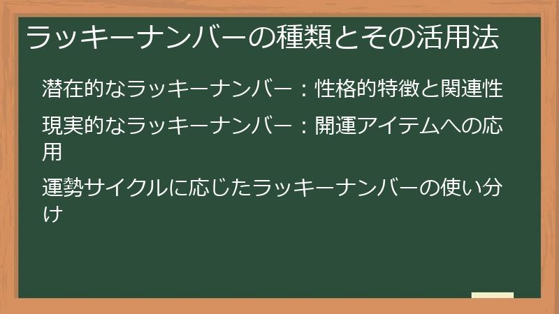 ラッキーナンバーの種類とその活用法