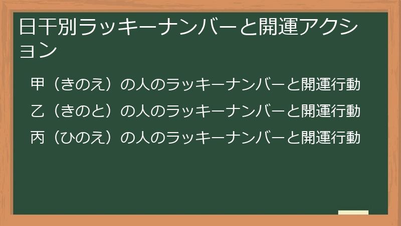 日干別ラッキーナンバーと開運アクション