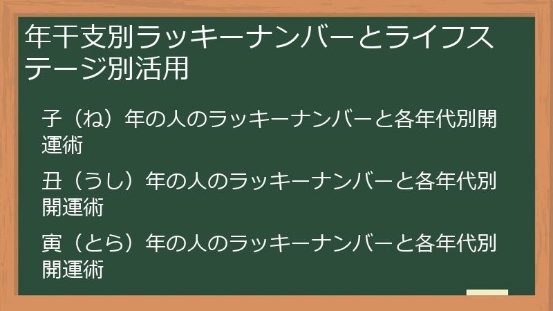 年干支別ラッキーナンバーとライフステージ別活用