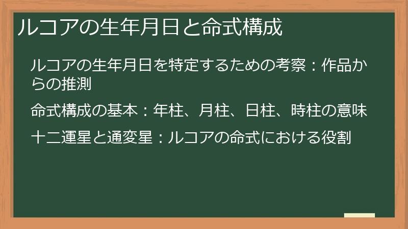 ルコアの生年月日と命式構成