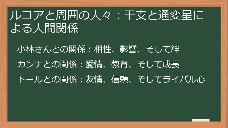 ルコアと周囲の人々：干支と通変星による人間関係