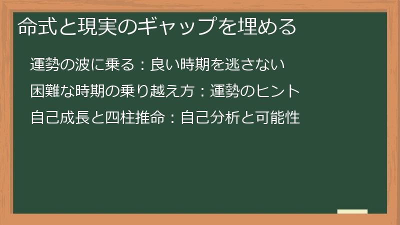 命式と現実のギャップを埋める