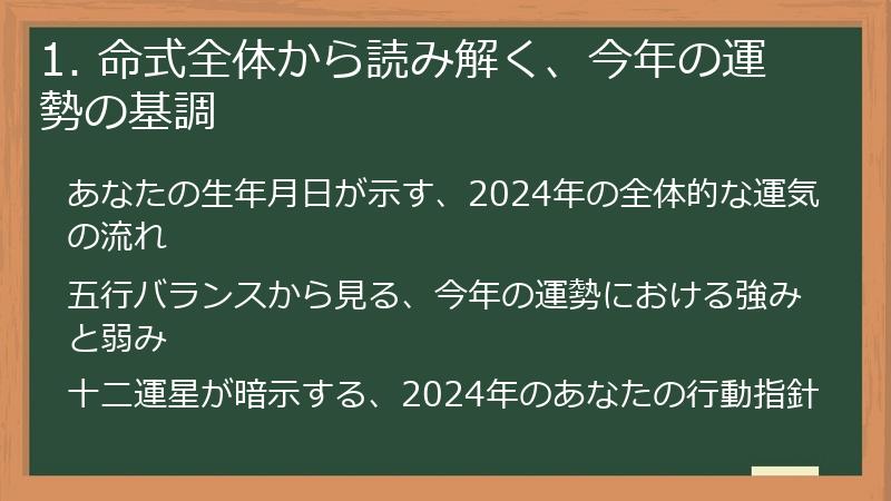 1. 命式全体から読み解く、今年の運勢の基調
