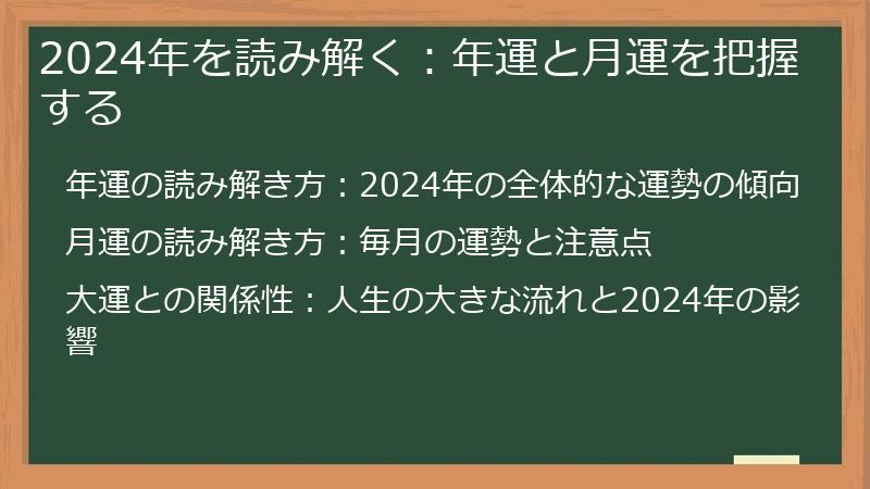2024年を読み解く：年運と月運を把握する