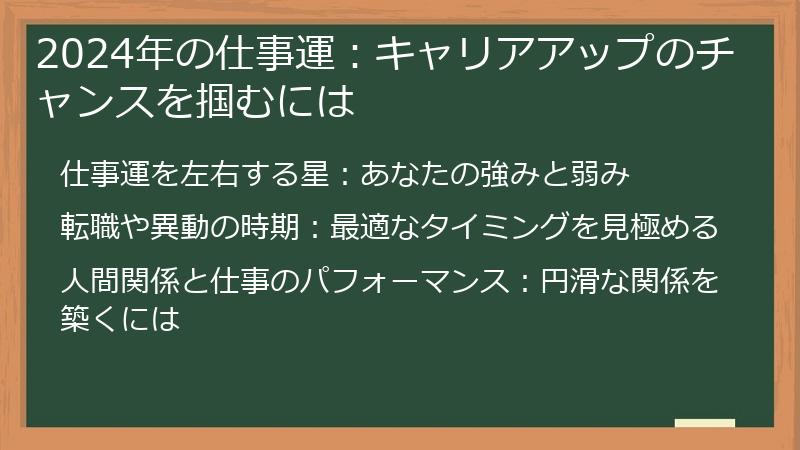 2024年の仕事運：キャリアアップのチャンスを掴むには