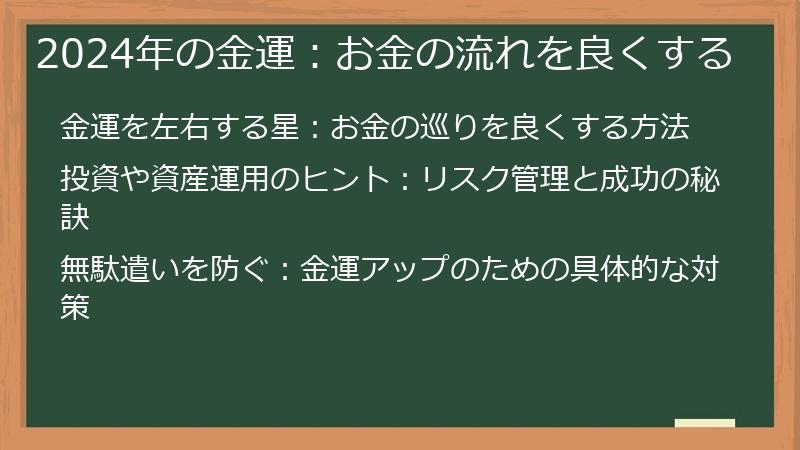 2024年の金運：お金の流れを良くする
