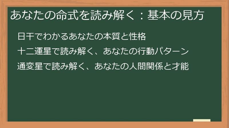 あなたの命式を読み解く：基本の見方