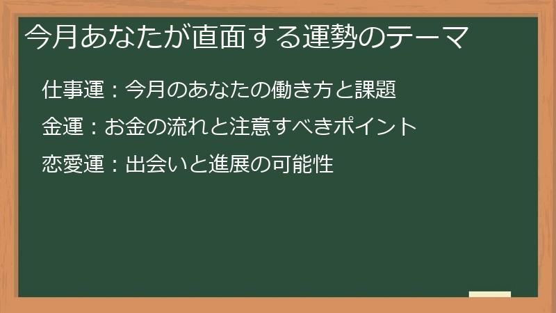 今月あなたが直面する運勢のテーマ