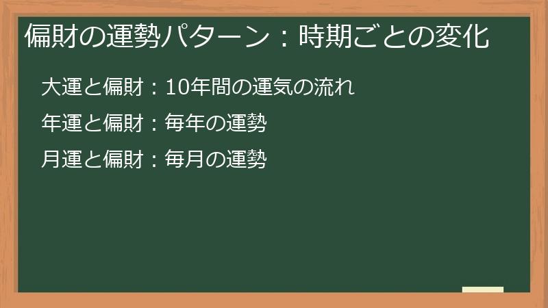 偏財の運勢パターン：時期ごとの変化