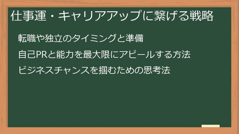 仕事運・キャリアアップに繋げる戦略
