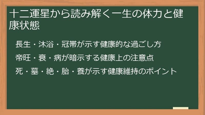 十二運星から読み解く一生の体力と健康状態