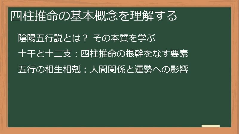 四柱推命の基本概念を理解する