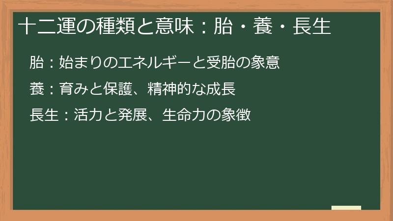 十二運の種類と意味：胎・養・長生
