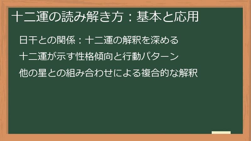 十二運の読み解き方:基本と応用