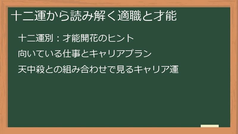 十二運から読み解く適職と才能