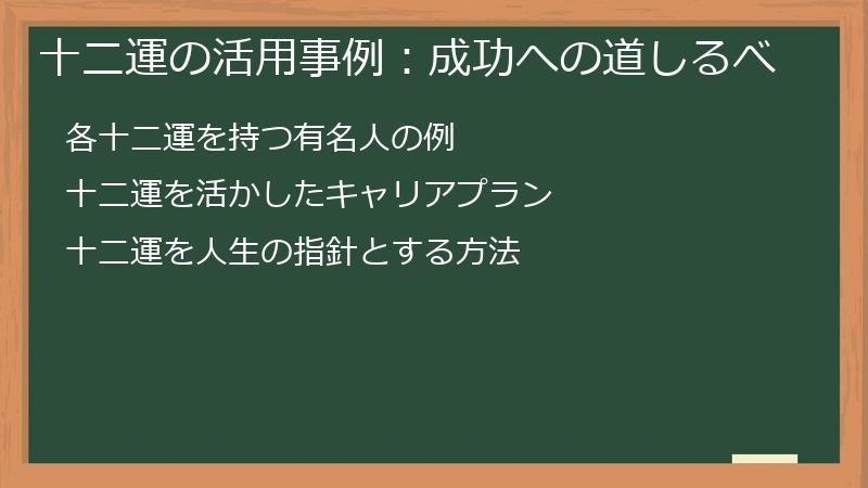 十二運の活用事例：成功への道しるべ