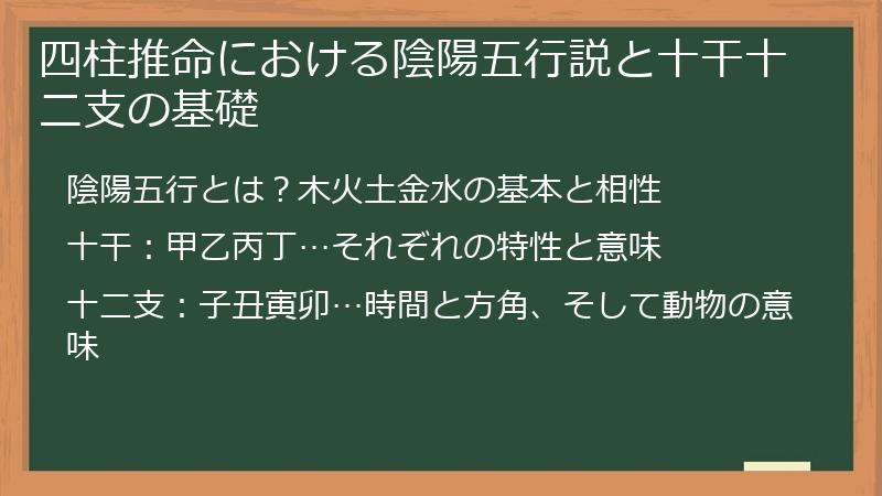 四柱推命における陰陽五行説と十干十二支の基礎