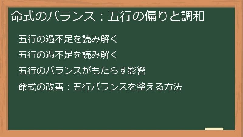 命式のバランス：五行の偏りと調和