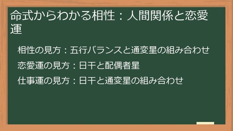 命式からわかる相性：人間関係と恋愛運
