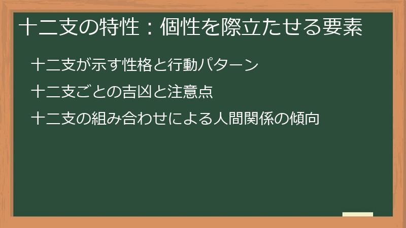 十二支の特性：個性を際立たせる要素