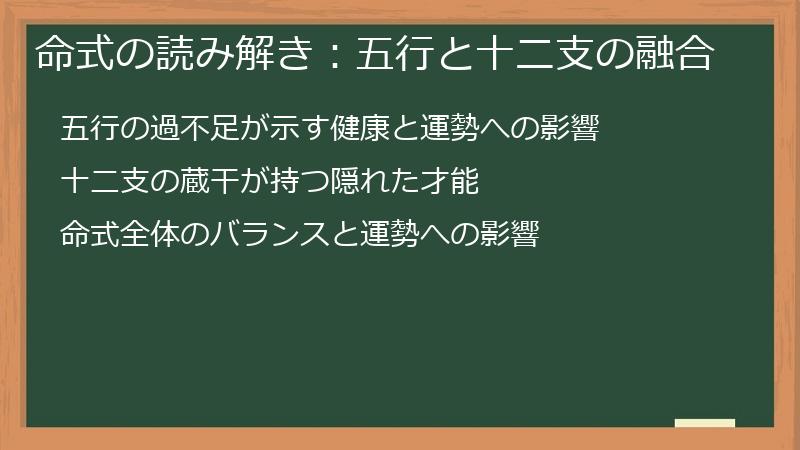 命式の読み解き：五行と十二支の融合