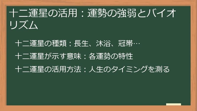 十二運星の活用:運勢の強弱とバイオリズム
