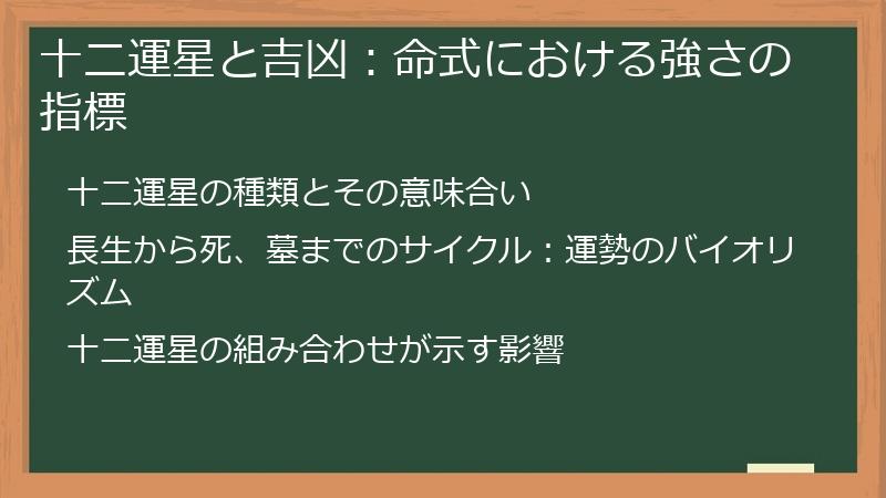 十二運星と吉凶：命式における強さの指標