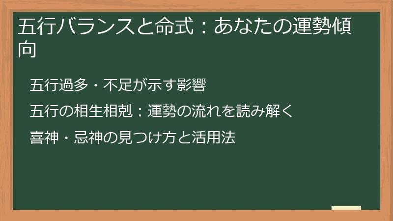 五行バランスと命式：あなたの運勢傾向