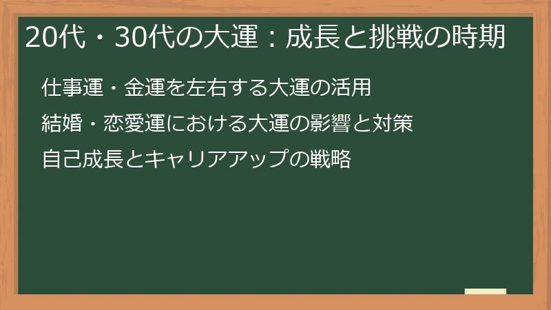 20代・30代の大運：成長と挑戦の時期